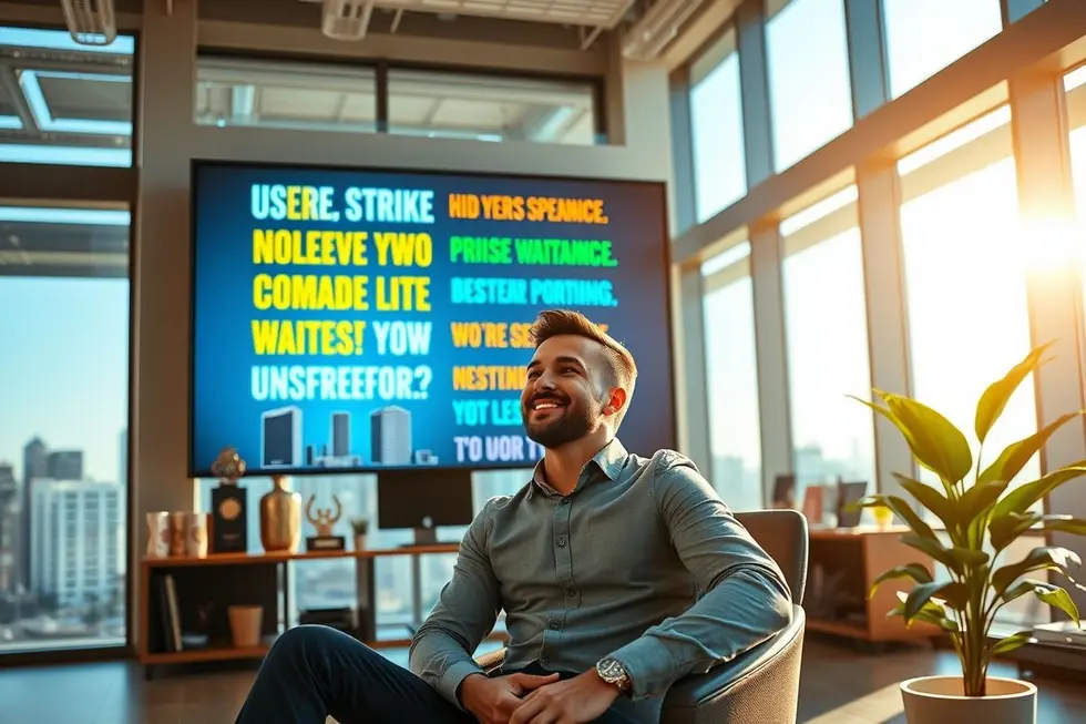 Um empresário de sucesso analisando seu progresso e objetivos.