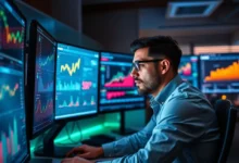 Empreendedor digital analisando métricas de sucesso.