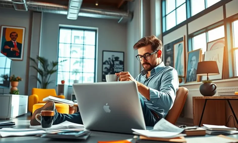 7 Estratégias Infalíveis para Lucrar em Trabalhos Remotos - Web Nômade Digital Empreendedor trabalhando em um ambiente remoto