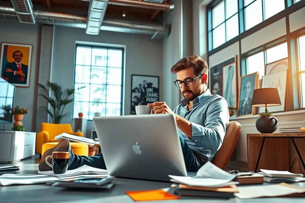 Empreendedor trabalhando em um ambiente remoto
