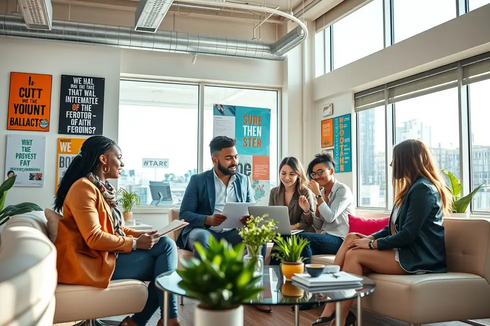 Diversos empreendedores celebrando o sucesso de um novo empreendimento.