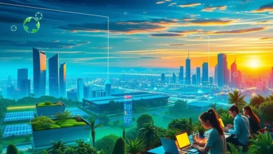 Vista inspiradora sobre empreendedorismo digital e crescimento sustentável.