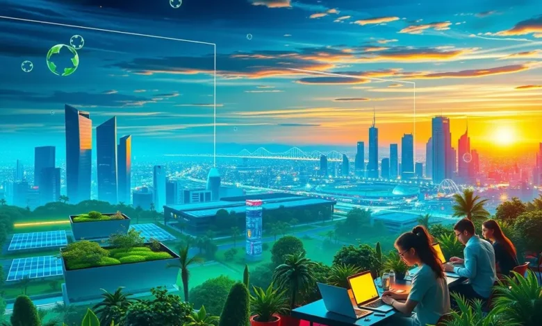10 Estratégias Poderosas para Crescimento Sustentável no Empreendedorismo Digital - Web Nômade Digital Vista inspiradora sobre empreendedorismo digital e crescimento sustentável.