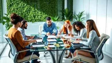 Grupo de pessoas colaborando em uma sessão de mentoria.