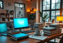 Espaço de trabalho de um empreendedor digital.
