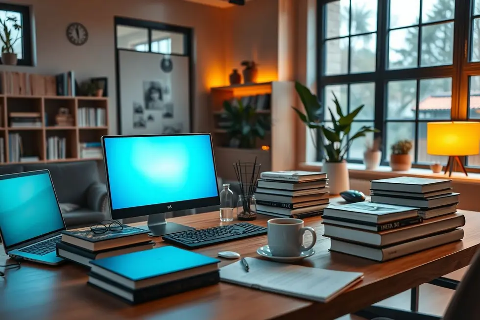 Espaço de trabalho de um empreendedor digital.