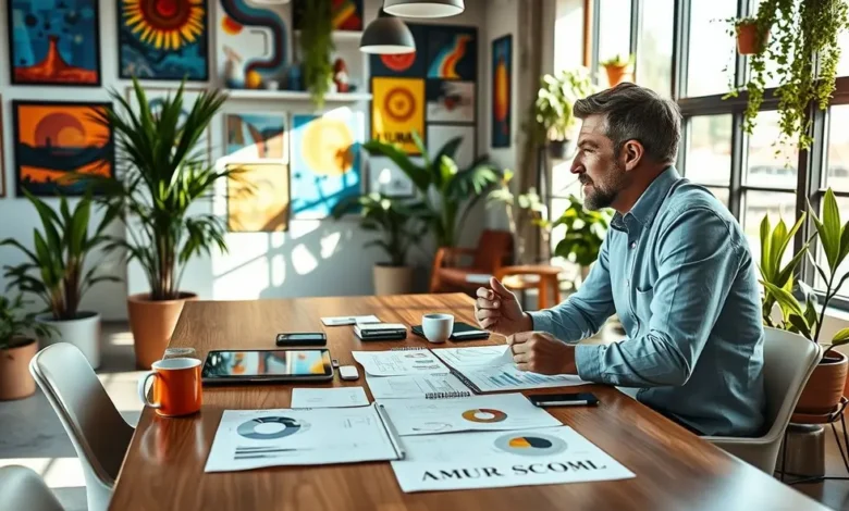 Como Estruturar um Programa de Mentoria Empresarial de Alto Impacto em 7 Passos - Web Nômade Digital Mentor elaborando uma estratégia de mentoria em um ambiente profissional.