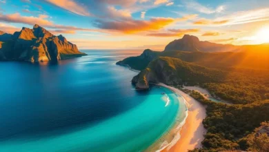 Vista de uma bela paisagem, simbolizando a liberdade e o estilo de vida de um nômade digital.