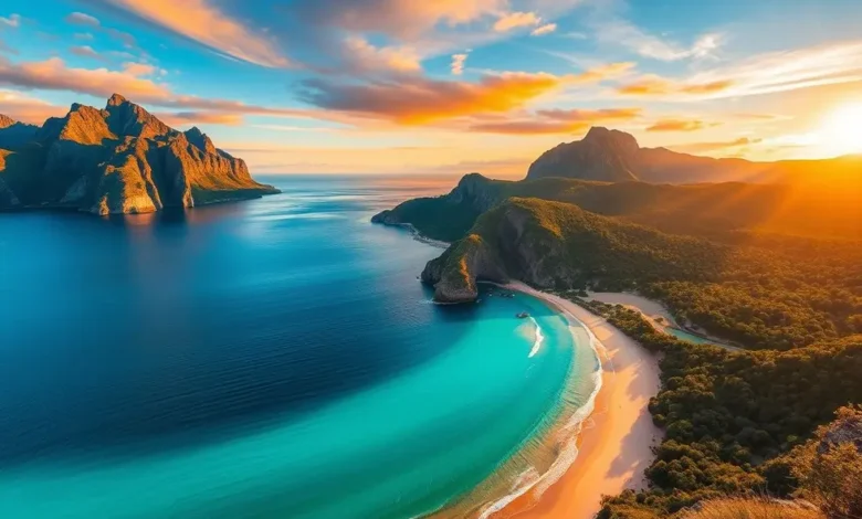 Vista de uma bela paisagem, simbolizando a liberdade e o estilo de vida de um nômade digital.