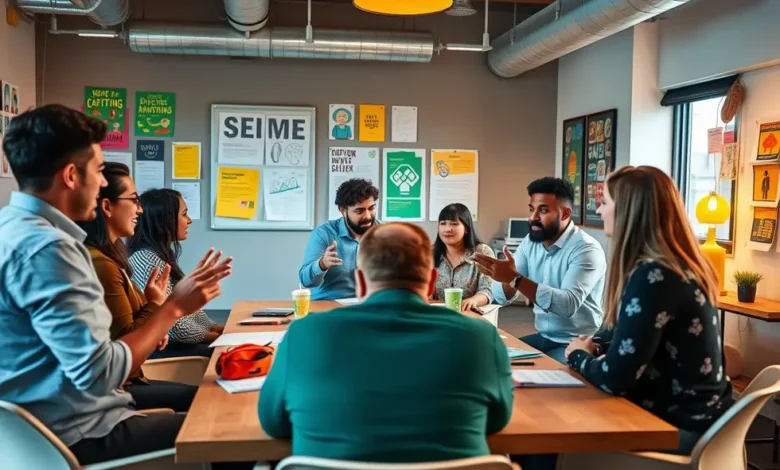 7 Estratégias Para Estruturar Uma Mentoria Empresarial De Alto Impacto - Web Nômade Digital Grupo de empreendedores em uma sessão de mentoria.
