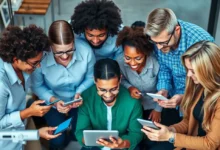 Grupo de trabalhadores autônomos se reunindo para colaborar em projetos digitais.
