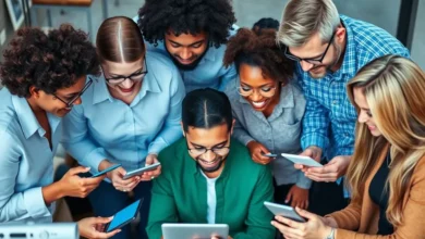 Grupo de trabalhadores autônomos se reunindo para colaborar em projetos digitais.