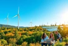 Paisagem de um ecossistema de negócios sustentáveis e prósperos.