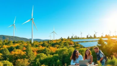 Paisagem de um ecossistema de negócios sustentáveis e prósperos.