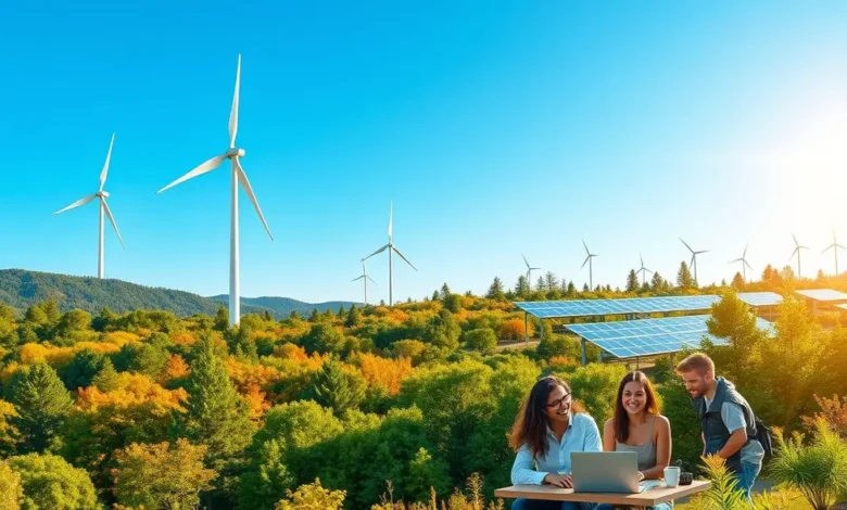 Paisagem de um ecossistema de negócios sustentáveis e prósperos.