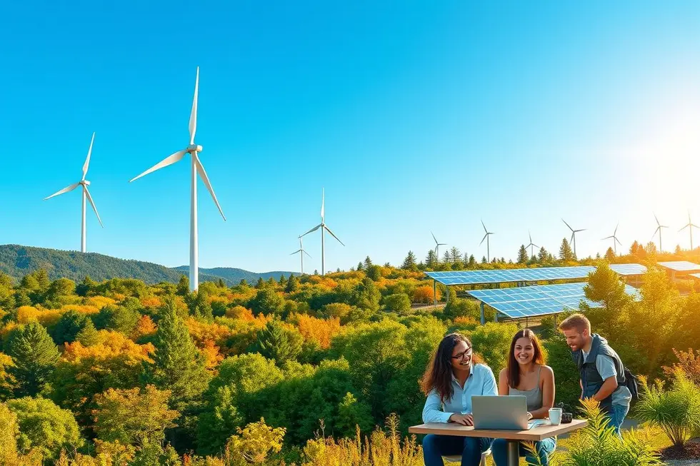 Paisagem de um ecossistema de negócios sustentáveis e prósperos.