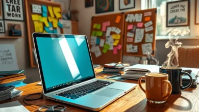 Ambiente de trabalho inspirador para freelancers e empreendedores.