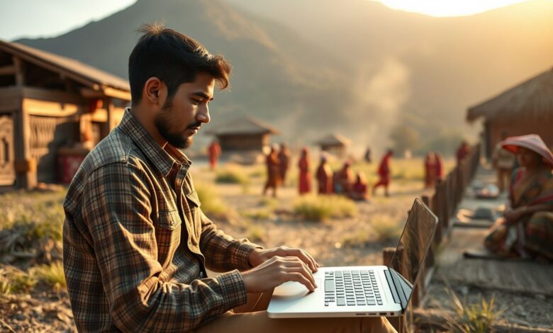 Como Participar de Programas de Antropologia: Um Guia para Nômades Digitais - Web Nômade Digital Antropólogo nômade digital trabalhando em pesquisa etnográfica