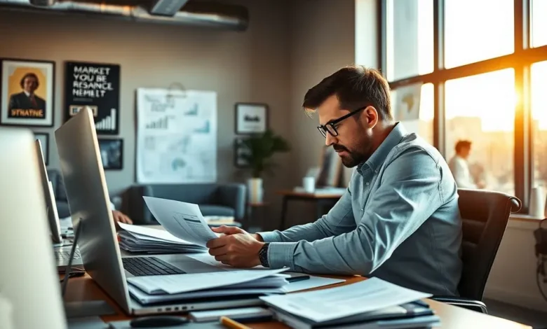 Um empreendedor concentrado em iniciar seu negócio online.