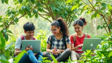 Empreendedores sustentáveis trabalhando em um ambiente digital.