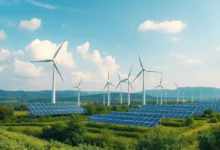 Imagem representativa do crescimento sustentável com tecnologia e natureza.
