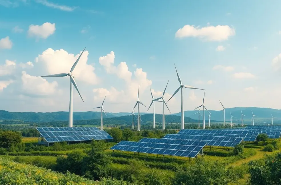 Imagem representativa do crescimento sustentável com tecnologia e natureza.