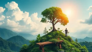 Natureza e tecnologia coexistindo de forma harmoniosa.