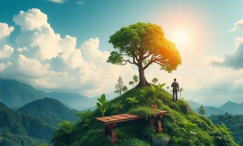 Natureza e tecnologia coexistindo de forma harmoniosa.