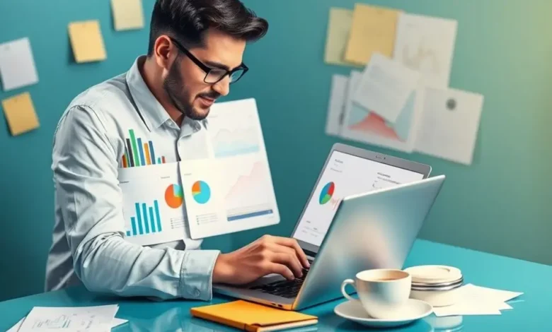 Empreendedor analisando dados e estratégias