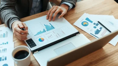 Um empreendedor concentrado, trabalhando para desenvolver estratégias de atração de clientes.