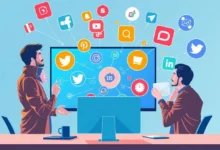 Grupo de empreendedores discutindo ideias para melhorar os negócios online.