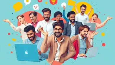 Empreendedores trabalhando juntos e trocando ideias.