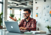 Freelancer gerenciando sua agenda de clientes ativamente.