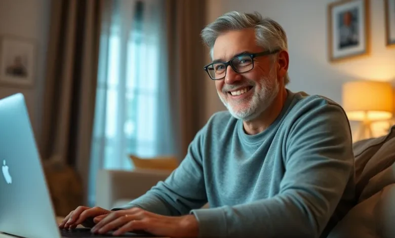 4 Estratégias Infalíveis para Aumentar sua Clientela como Freelancer - Web Nômade Digital Freelancer trabalhando feliz em um escritório sobre uma mesa organizada.