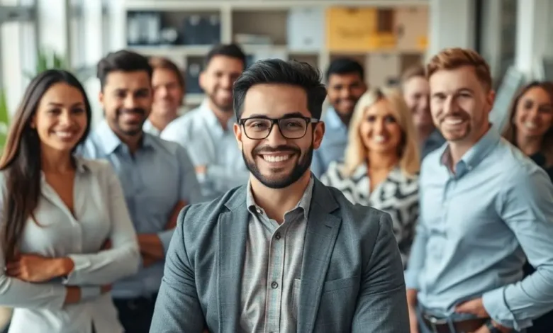 4 Dicas Infalíveis Para Lotar Sua Agenda de Clientes - Web Nômade Digital Empreendedor em um ambiente de escritório ocupado com clientes felizes