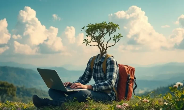 Empreendedores digitais em um ambiente de trabalho sustentável.