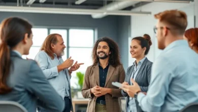 Mentor liderando uma oficina e inspirando participantes.