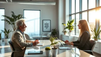 Mentor discutindo ideias com um grupo de mentorados.