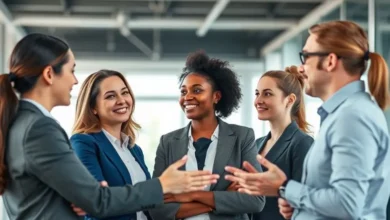 Profissionais diversos envolvidos em uma discussão sobre mentoria.