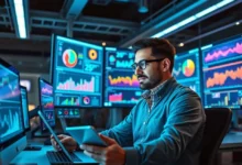Um empreendedor digital comemorando o sucesso em um encontro com clientes.