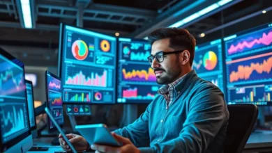 Um empreendedor digital comemorando o sucesso em um encontro com clientes.