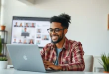 Freelancer bem-sucedido interagindo com clientes online.