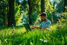 Espaço de trabalho ao ar livre para nômades digitais.