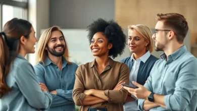 Grupo diversificado de empreendedores aspirantes discutindo ideias.