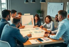 Grupo diverso de empreendedores colaborando para o crescimento.