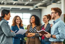 Grupo diversificado de pessoas planejando suas jornadas empresariais.