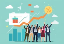 Representação de crescimento e lucratividade em um gráfico empresarial.