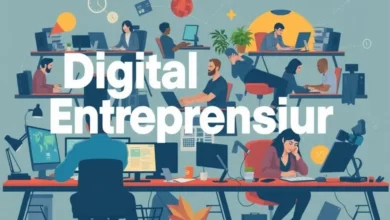7 Estratégias Lucrativas para Empreendedores Digitais em 2025 - Web Nômade Digital Grupo diverso de empreendedores digitais trabalhando em seus projetos.