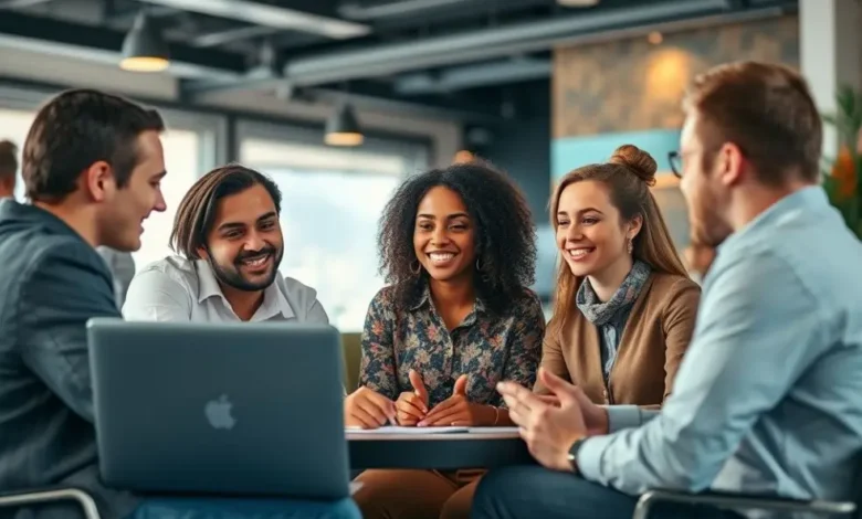 Empreendedores reunidos para desenvolver estratégias de vendas digitais.