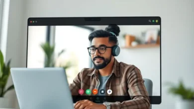 Um freelancer conversando com um cliente por videochamada.